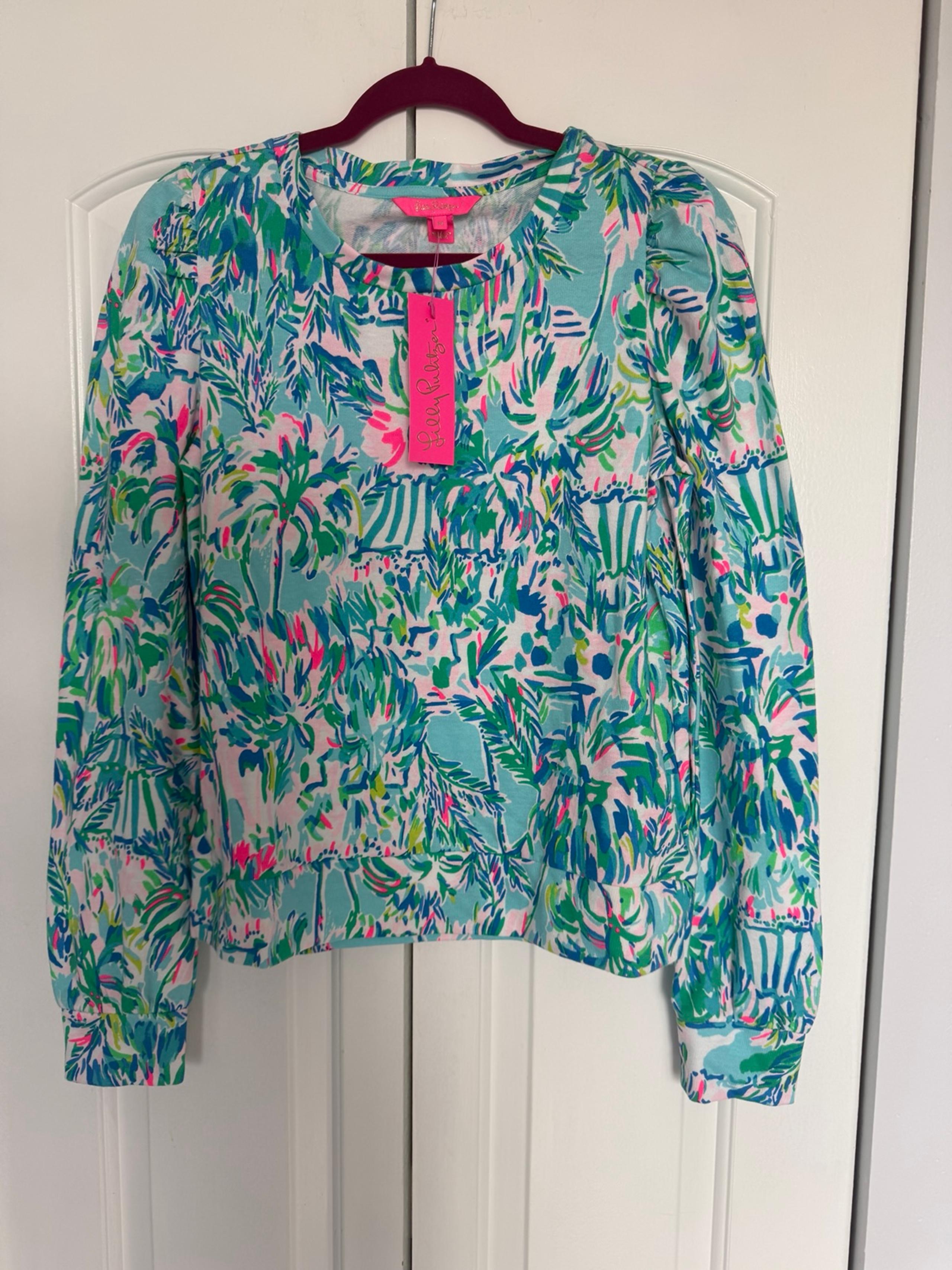 NWT Jansen Sweatshirt Blue Ibiza Cabana Cocktail M - Lilly Pulitzer