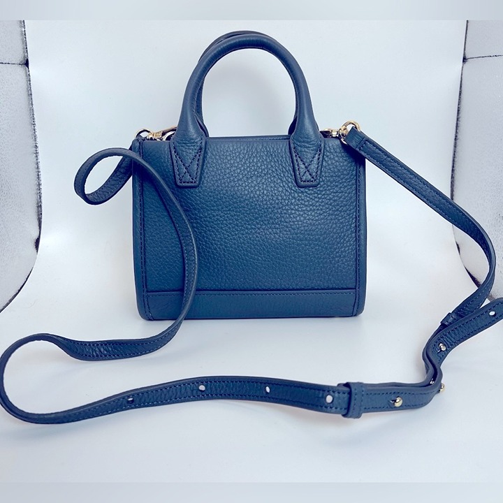 Leatherology Kress Mini Top Handle Blue Leather Purse Bag