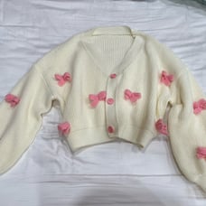 3D Pink Bow Cardigan