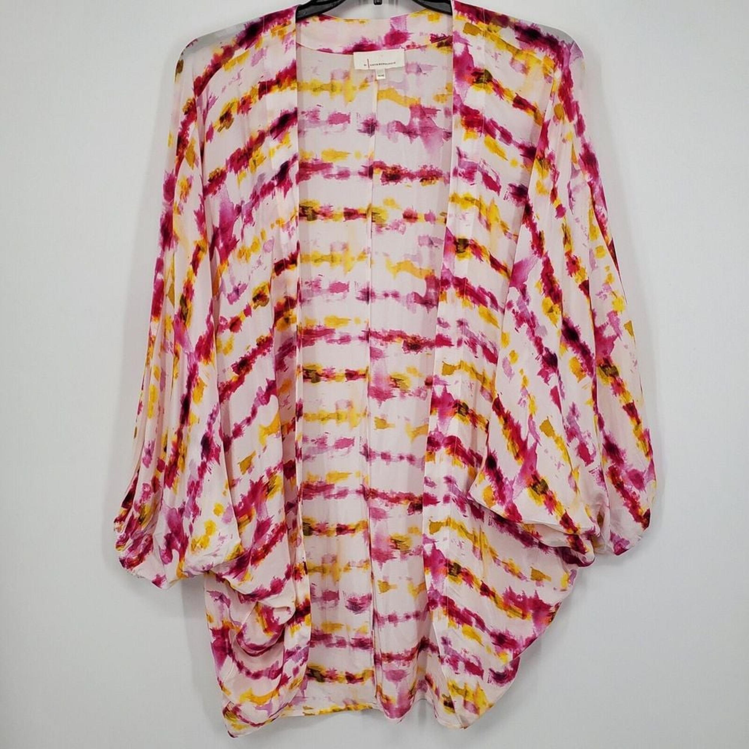 Women's Anthropologie Pink Yellow Dip Dyed Cocoon Kimono One Size