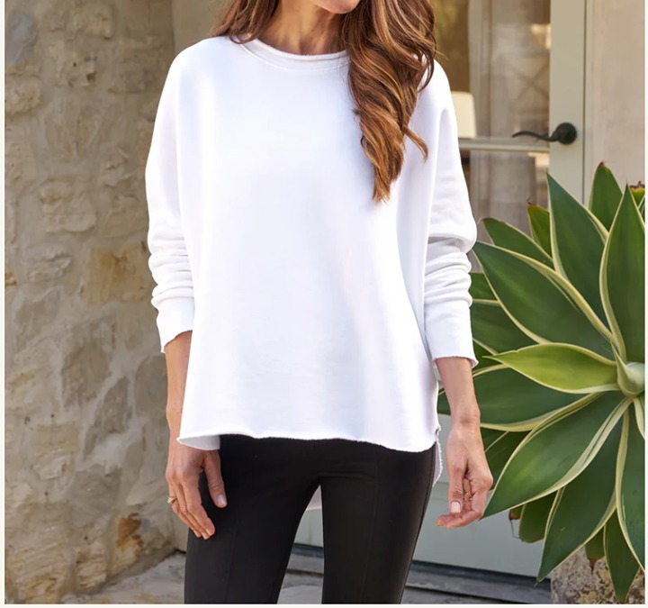 Frank & Eileen Anna Long-Sleeve Capelet Triple Fleece - white small NWOT