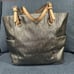 Michael Kors Silver and Black MK Jacquard Metallic Tote Bag