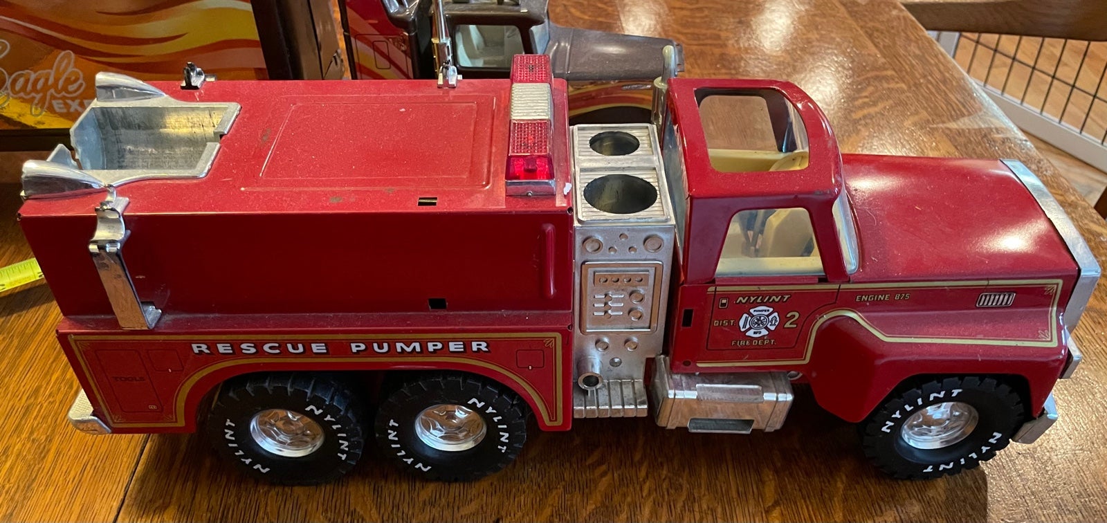 Vintage Nylint Pressed Steel Metal Engine Co. Rescue Pump Fire Truck