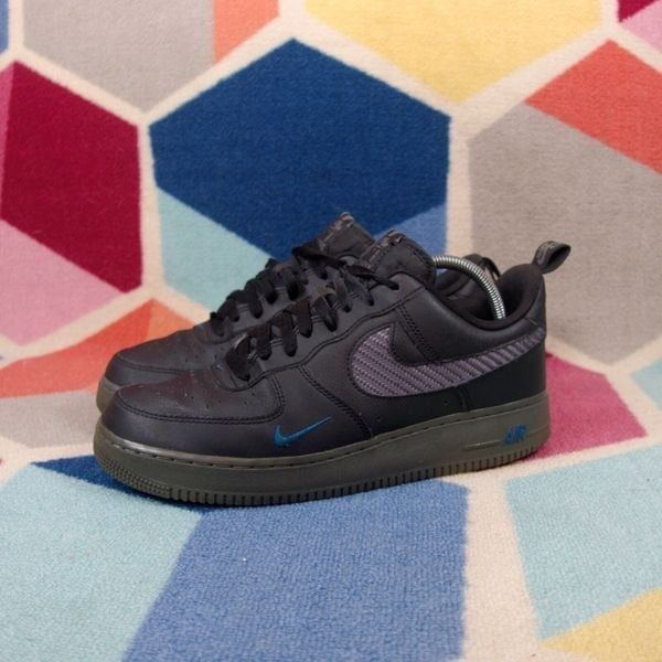 Nike Air Force 1 Low Top Sneakers Black Blue Lace Up Shoes DR0155-002 Mens 10 US