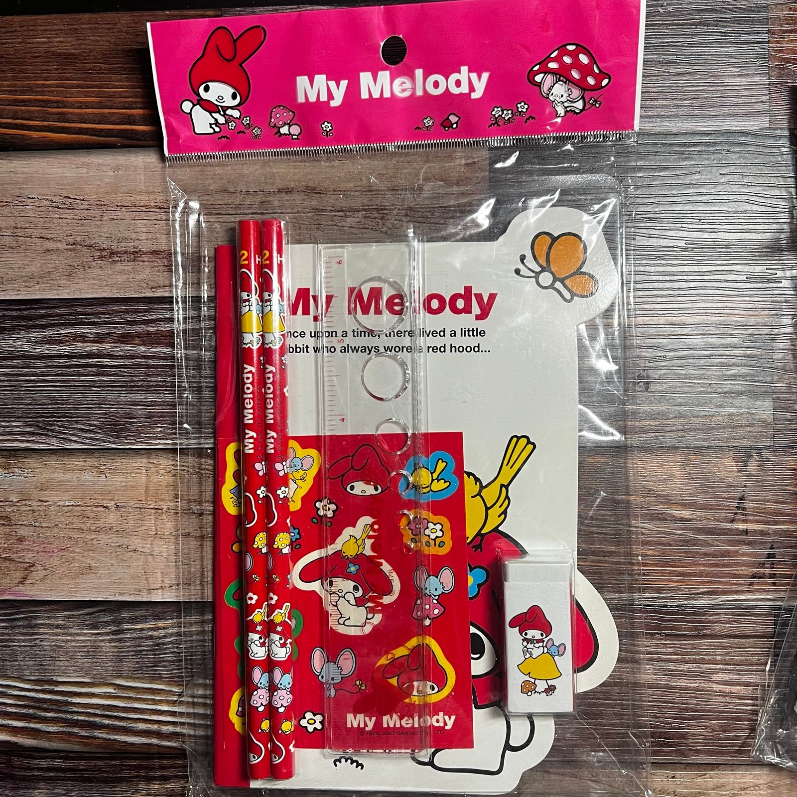 Vintage Sanrio 2007 My Melody Notebook Sticker Pencil Set