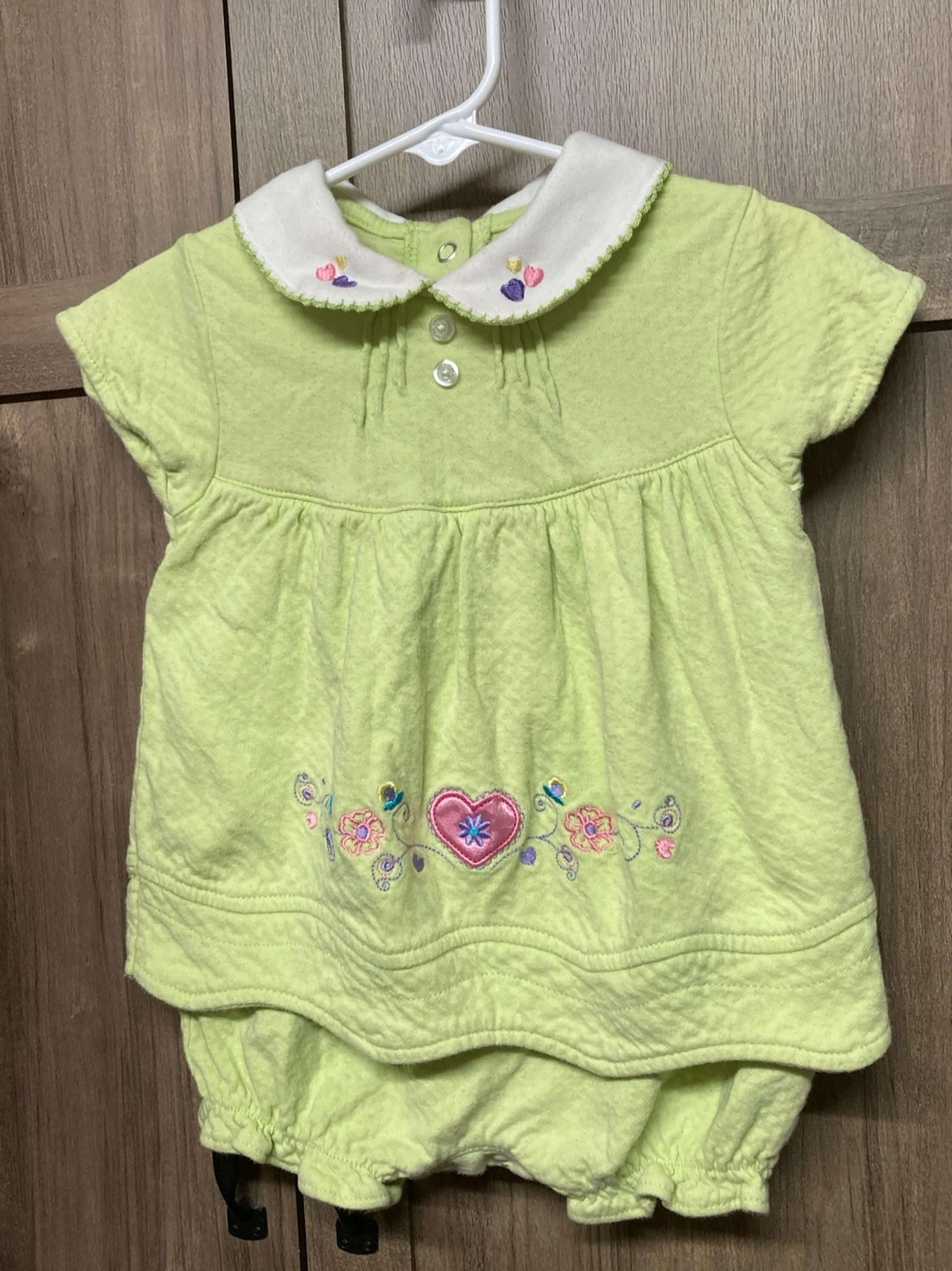 Okie Dokie Light Green Romper with Flowers 25-500
