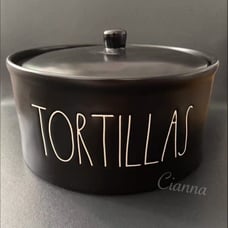 Rae Dunn Black TORTILLAS Warmer
