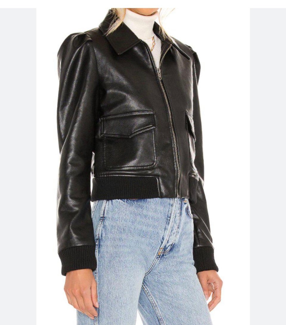 Black leather faux jacket Size S