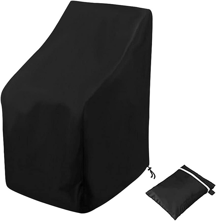 Outdoor Stack Chairs for All Weather Protection, Black, 25 L x 25 W x 47”H