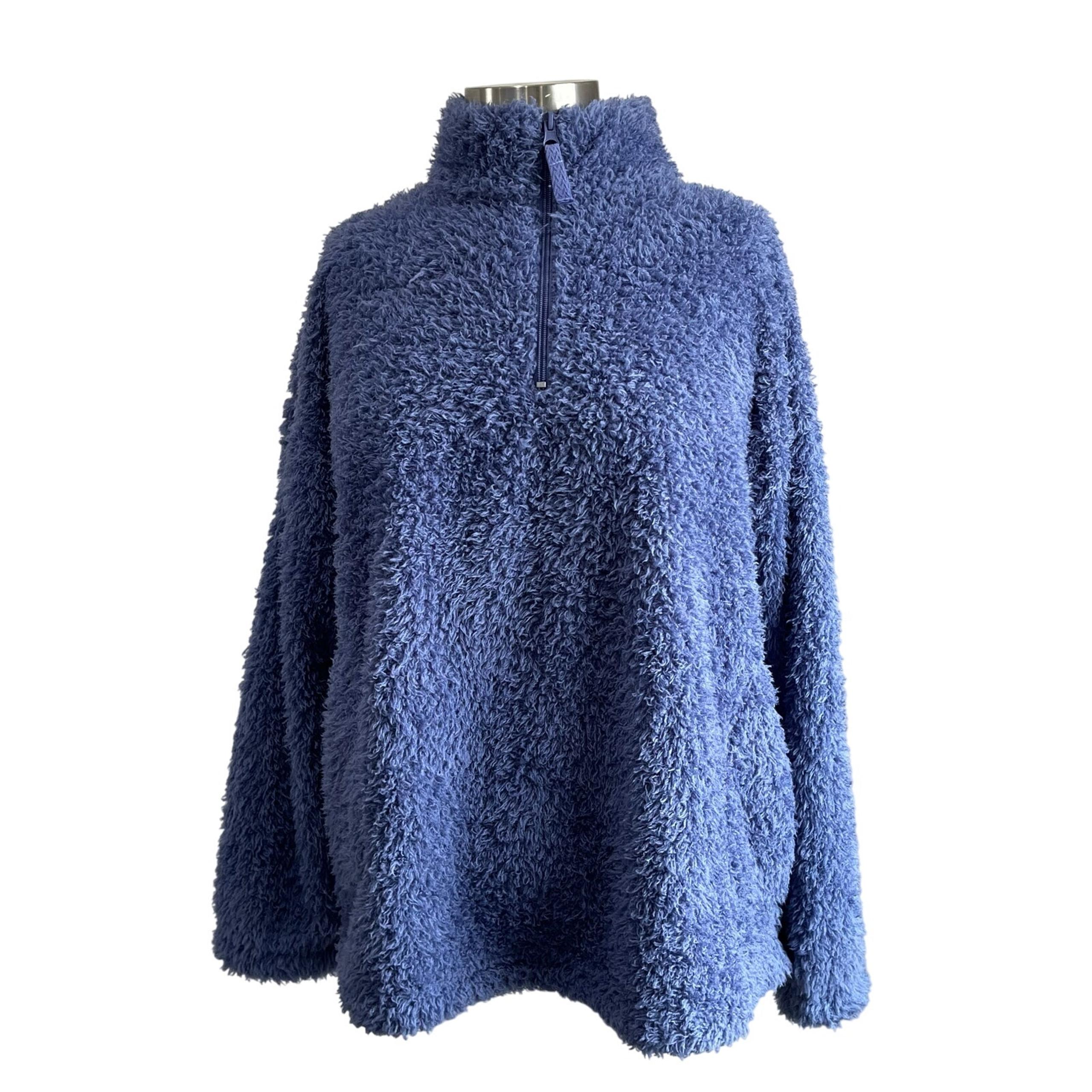 Cuddl Duds Women’s Plush 1/2 Zip Blue Cozy Soft Pullover Sweater Sz L