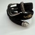 Abaco Paris Embroidered Leather Black Belt Made in France 28/70