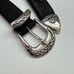 Abaco Paris Embroidered Leather Black Belt Made in France 28/70