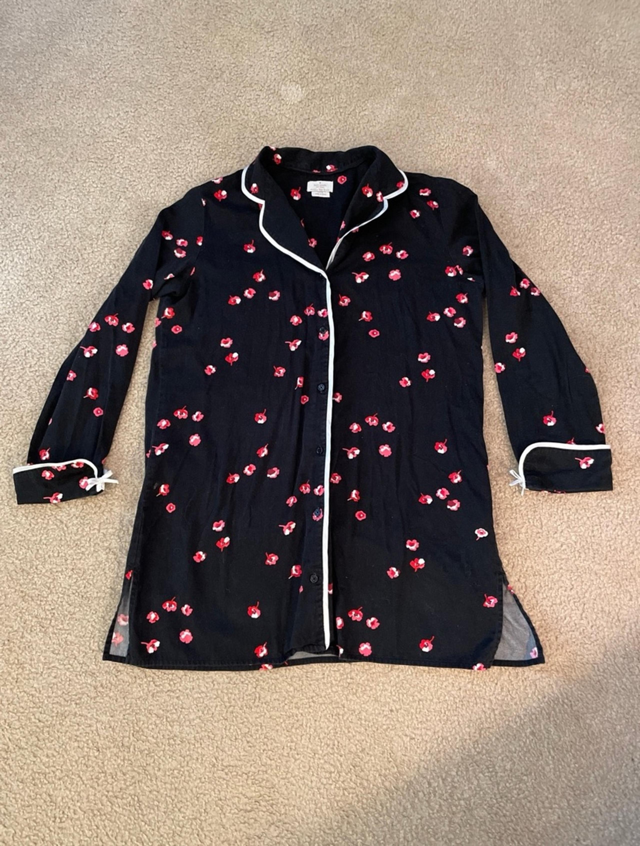Kate Spade Black floral Night Shirt Sleep Gown Medium
