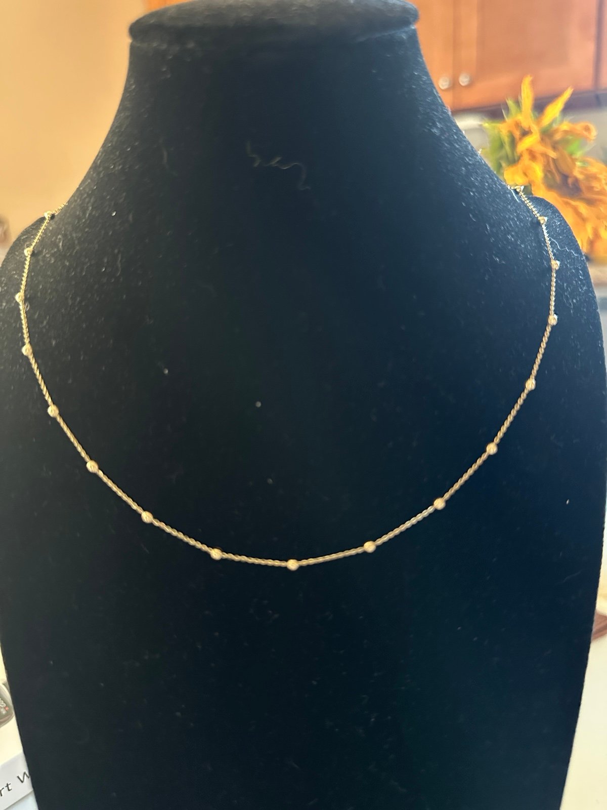 10kt yellow gold bead chain necklace 18”