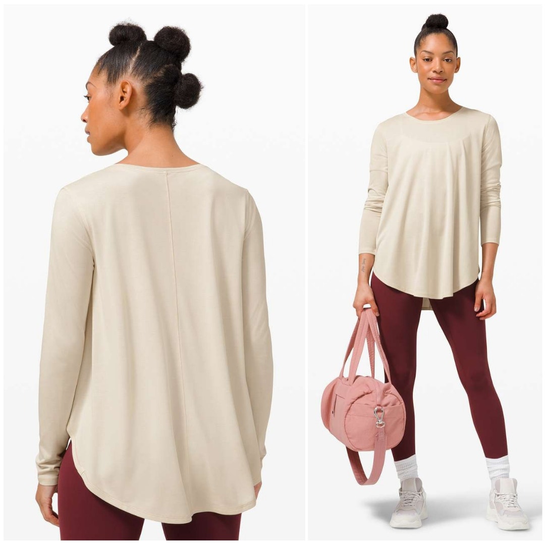 LULULEMON Draped Bum Covering Long Sleeve White Opal | 4