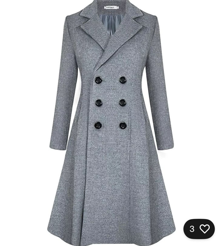 APTRO Women's Winter Wool Dress Coat Double Breasted Pea Coat Trench Coat, L
