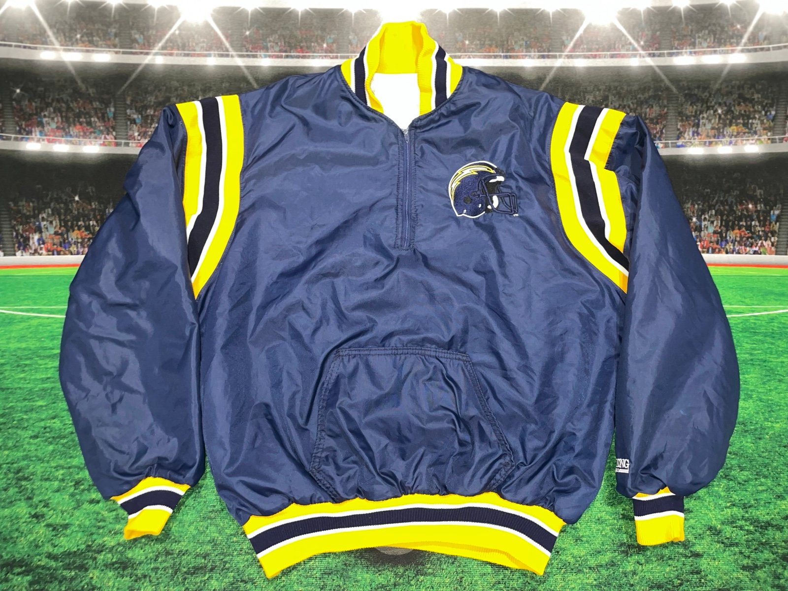 Vtg San Diego Chargers Delong 1/4 Zip Pullover Sz XL Preowned Blue