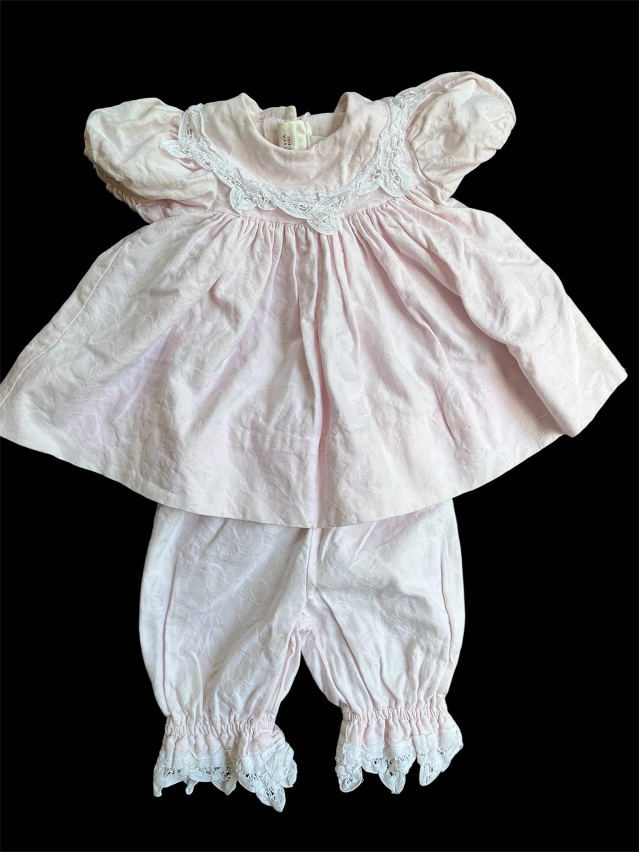Vintage Storybook Pale Pink Dress & Pantaloons, 18 Mos, USA Made