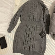 NWT Lulu’s matching grey cable knit turtleneck sweater and skirt set