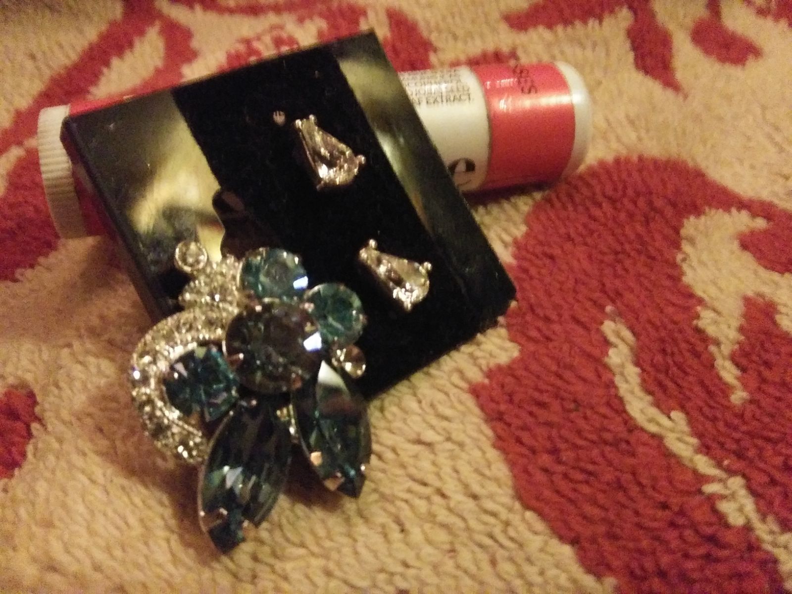 vtg eisenberg ice brooch, cz drop earrin