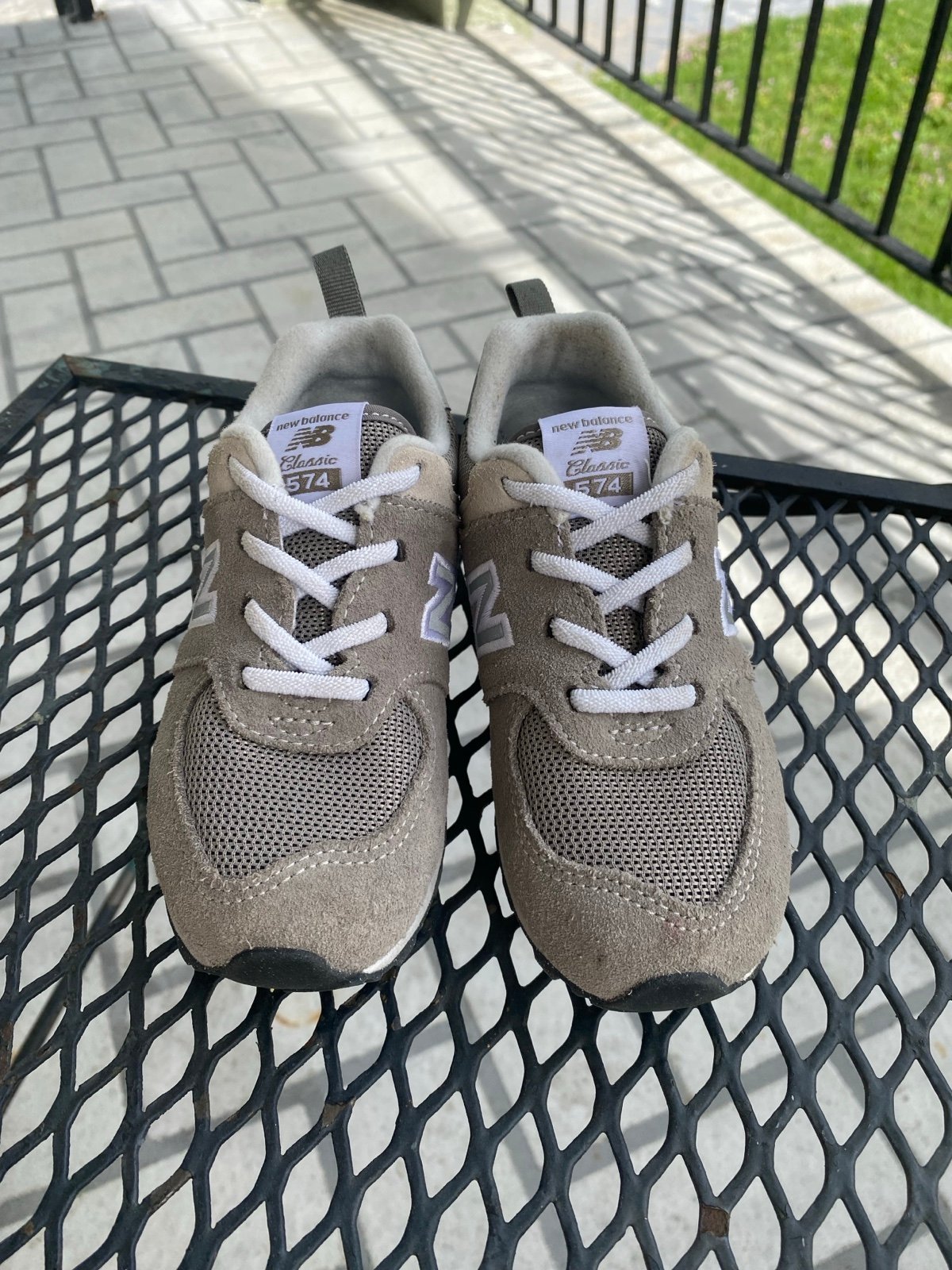 New Balance 574 gray white size 10 little kid