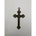 Vintage Antique Brass Crucifix Cross Skull Crossbones Motif Inlay Pendant