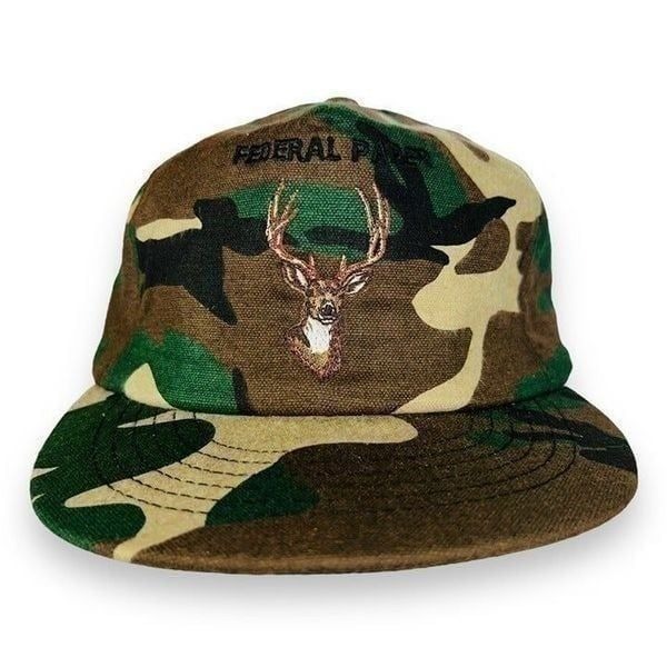 1980s Vintage Federal Paper Deer Camo Snapback Hat Made in USA OSFM