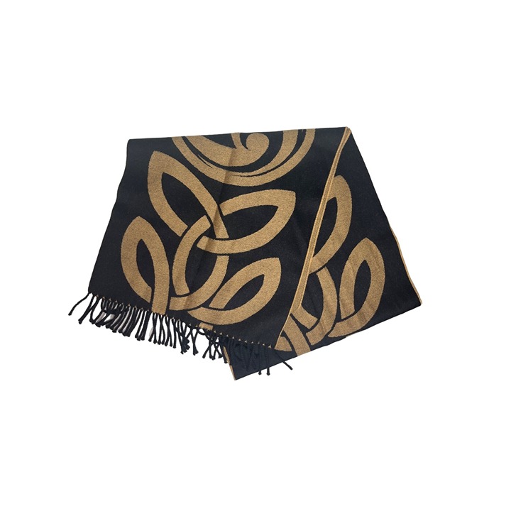 Peter James Womens Pure Wool Scarf Black Cooper Reversible Size OS