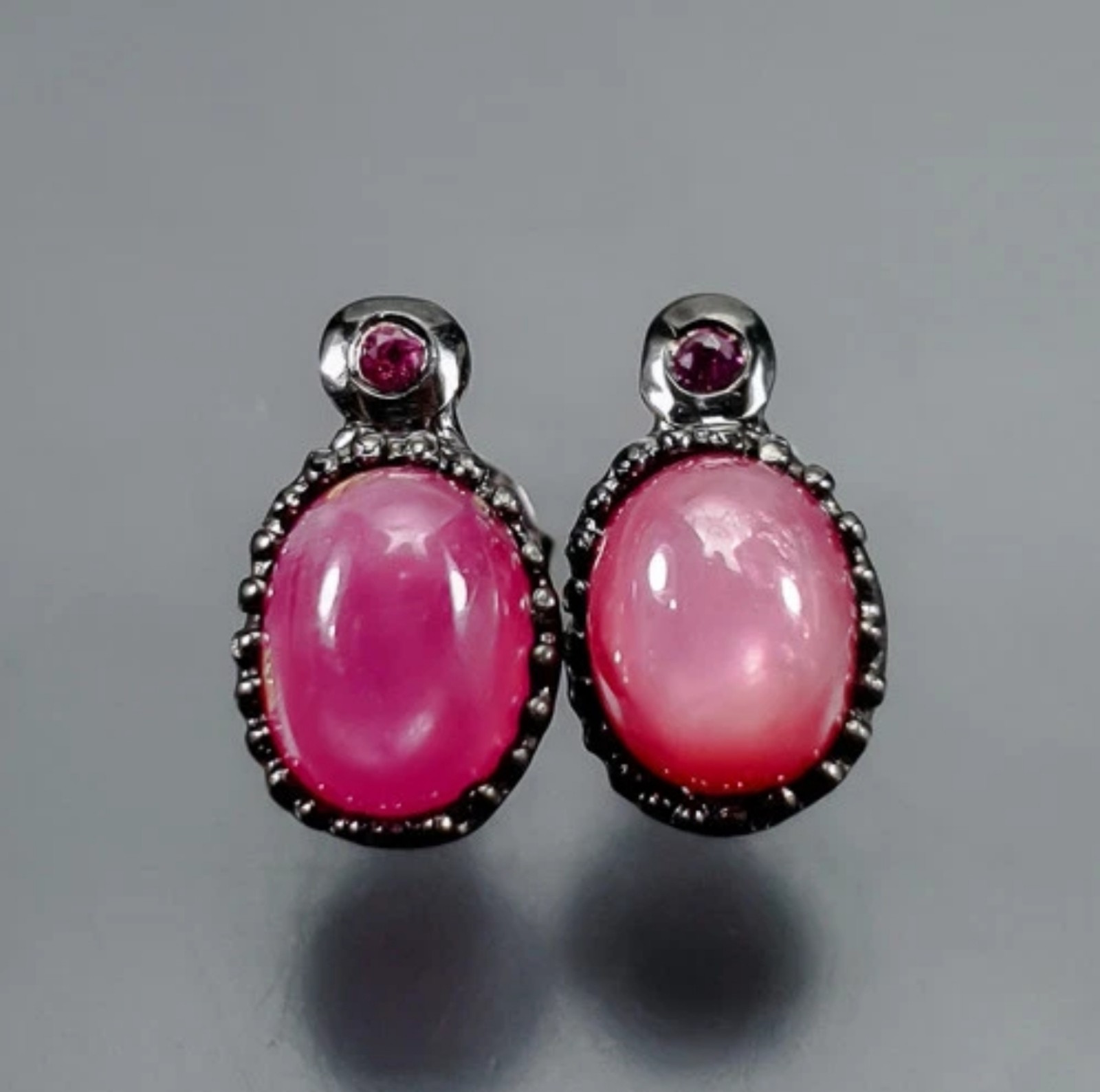 Black Rhodium Plated Sterling Silver 16x15x9 Red Ruby Gemstone Earrings