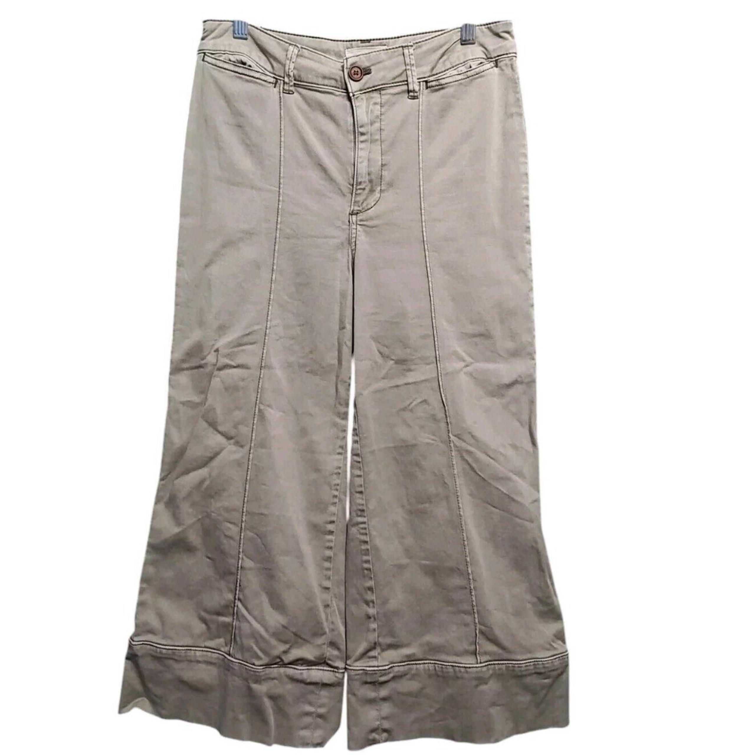 Chino By Anthropologie Pintuck Wide Leg Pants Size 4 Petite Khaki