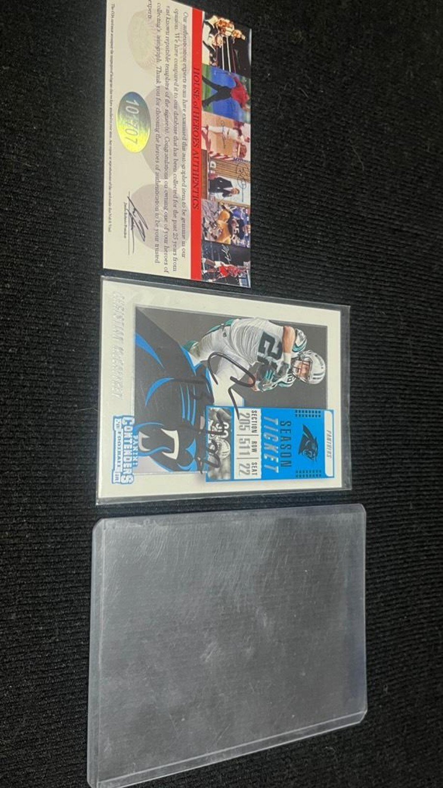 Christian Mccaffrey on Card Auto w COA