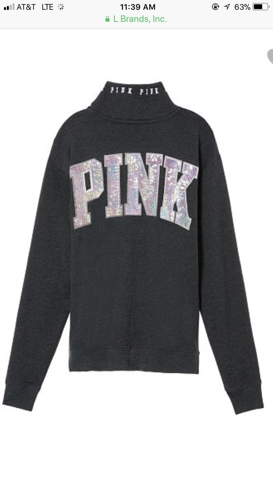VS PINK BLING VARSITY HALF ZIP PULLOVER
