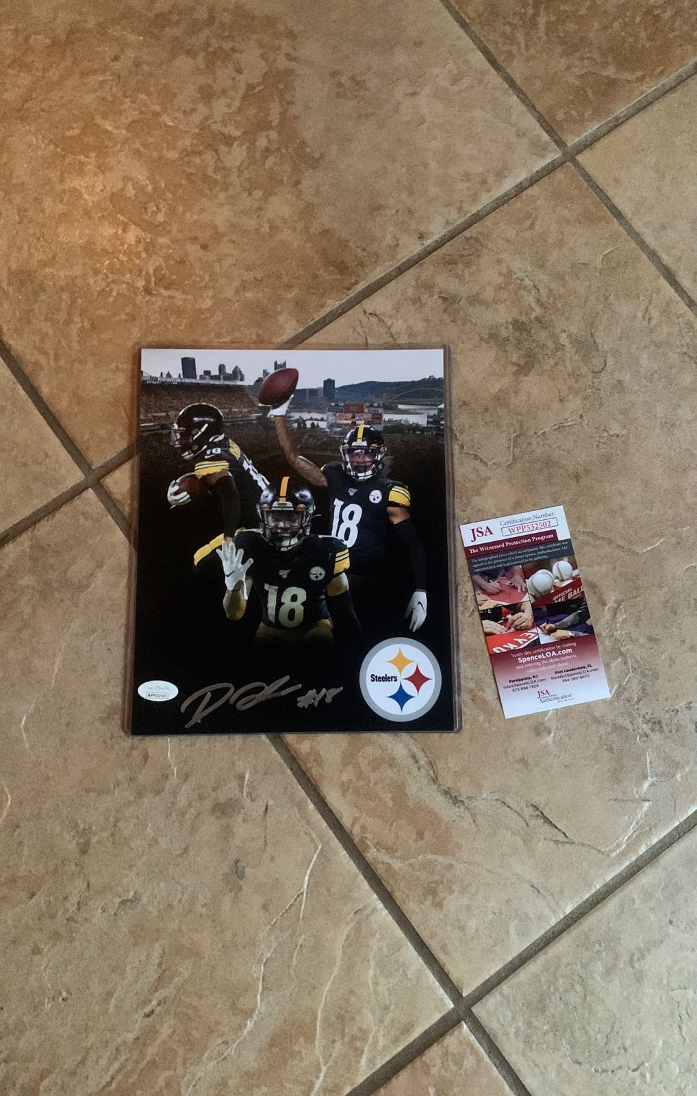 DIONTAE JOHNSON AUTOGRAPHED SIGNED PITTSBURGH STEELERS 8x10 PHOTO JSA COA