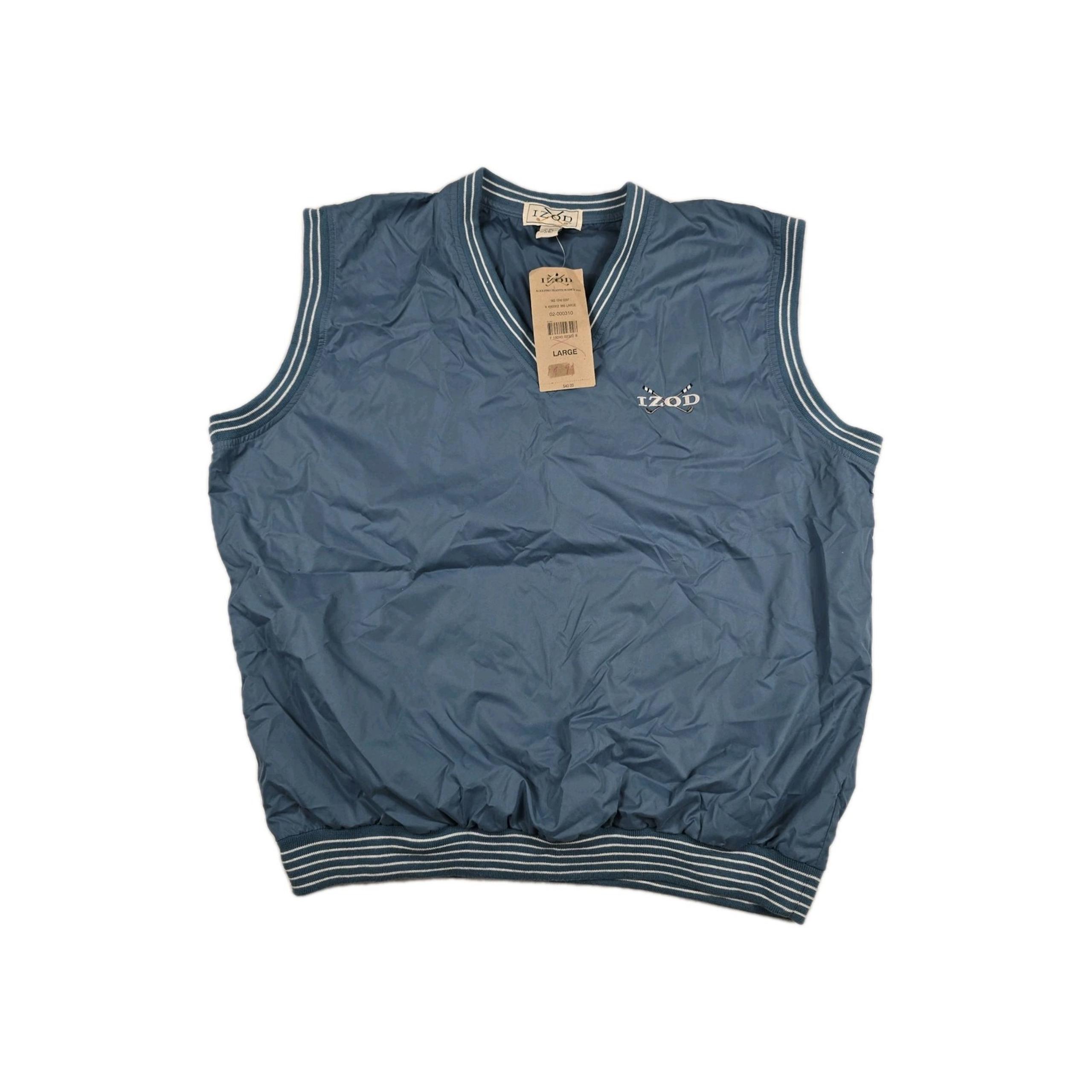 Izod Golf Vest Sleeveless Pullover Slate Blue White Men's Size Large New