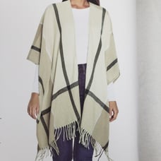 NWT Three Dots Cashmere Beige and White Blend Wrap