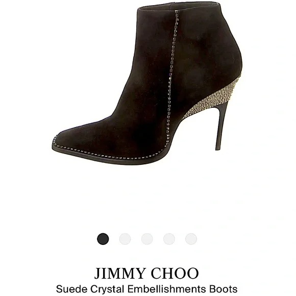 Jimmy Choo Suede Crystal Embellishments Ankle Booties |Size 40 |Worn 1x