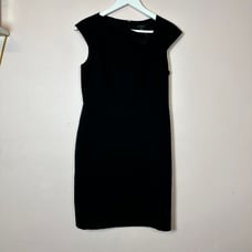 Ann Taylor Navy Asymmetrical Neckline Sheath Dress, Size 8P Petite