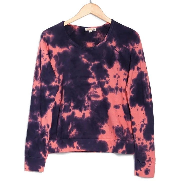 Sundry Coral & Blue Tie Dye Sweatshirt