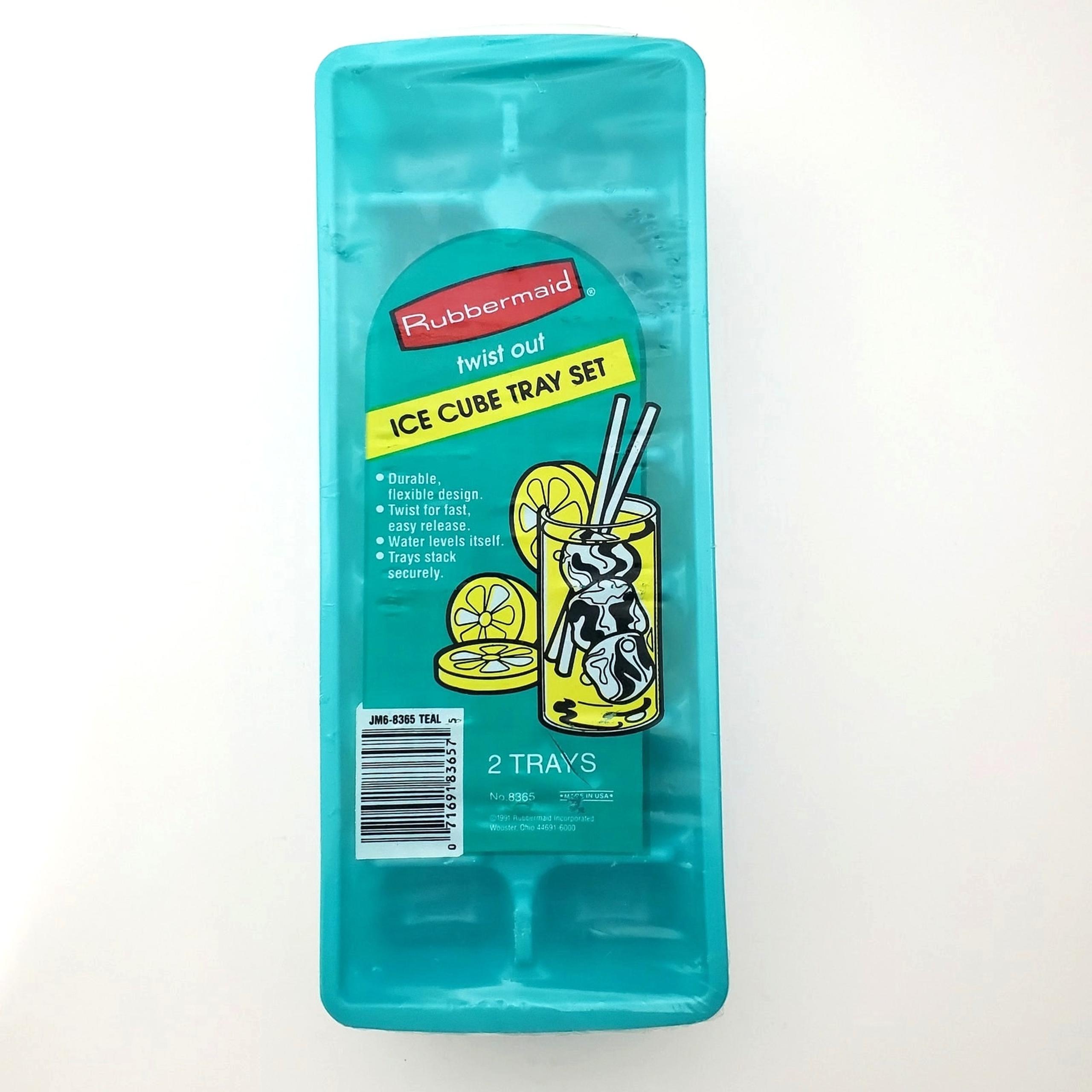 Vtg Rubbermaid Twist Out Ice Cube Trays TEAL Pack of 2 No. 8365 - Dated 1991