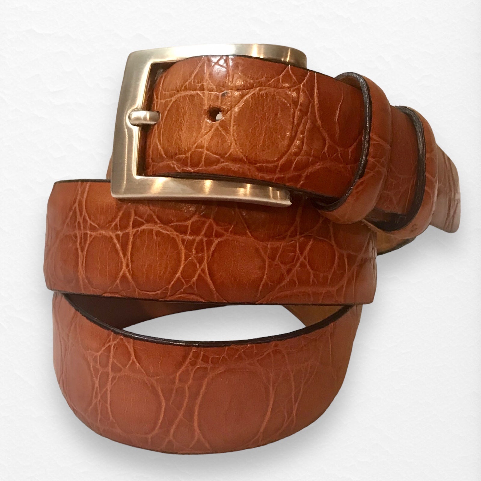 DANIA for ANDREWS Men’s Italian Leather Gator Print Belt with Buckle - 34