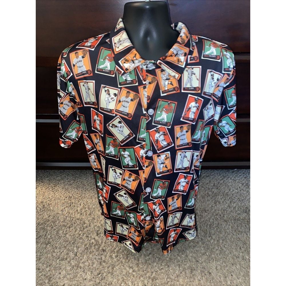 San Francisco Giants Medium Aloha Legends All Over Button Up Shirt Short Sleeve