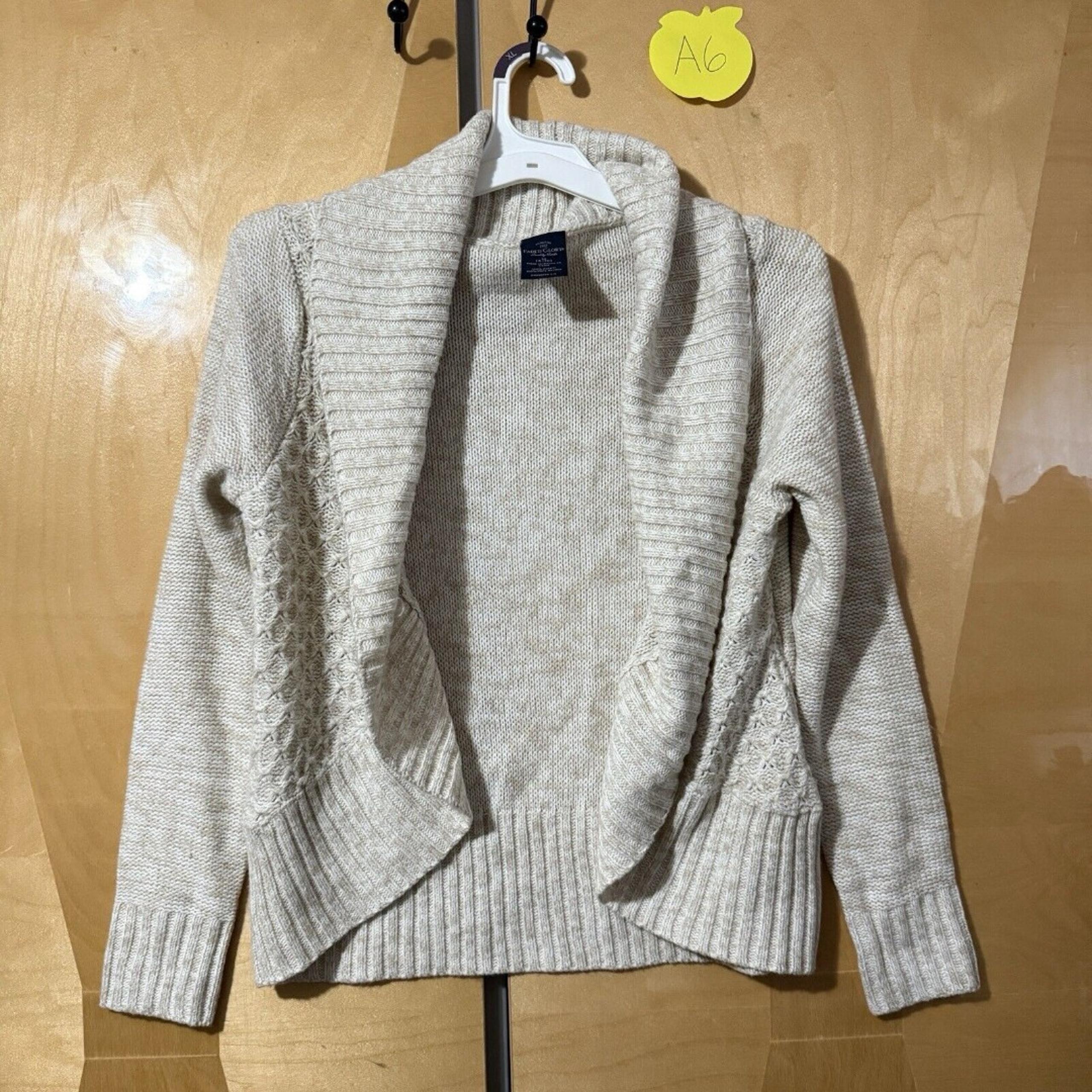 Faded Glory Womens Cardigan M Medium 8-10 Off White Beige Knit Sweater