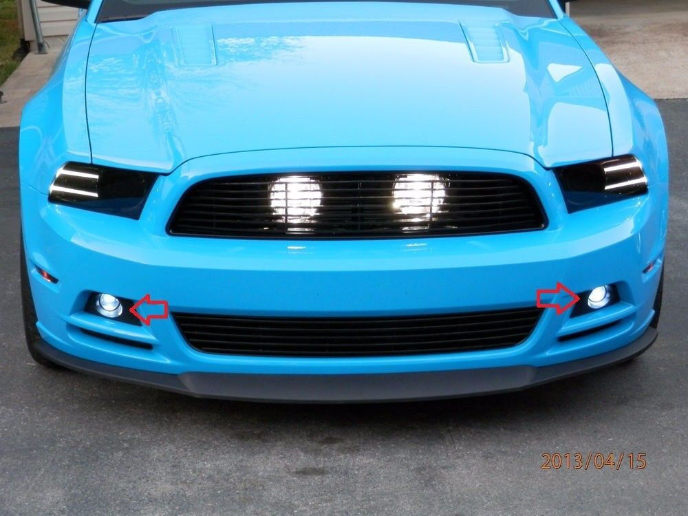 White LED w/ Blue Halo Fog Lamps Light Kit for 2012-2014 Ford Mustang Boss 302