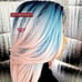 Celebrity pink blue human bob wig