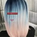 Celebrity pink blue human bob wig