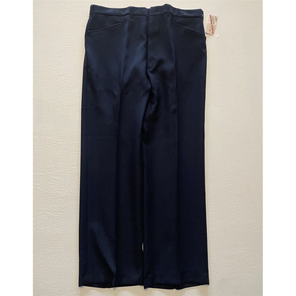 VTG NWT Hagar 38 x 30 Scotch-Release Klopman Navy Hopsack Fortrel Trousers