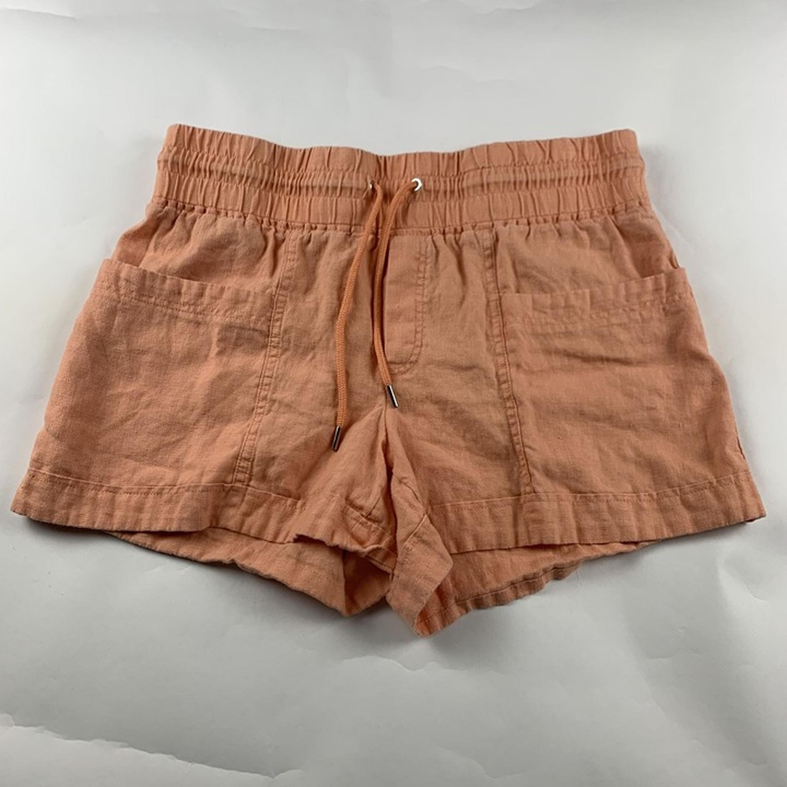 Athleta Orange Sorbet Linen Cabo Pull On Shorts 12