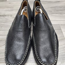 5913211 MS50 NEWLING SLIP ON MEN'S SHOES 13 M BLACK LEATHER JOHNSTON MURPHY