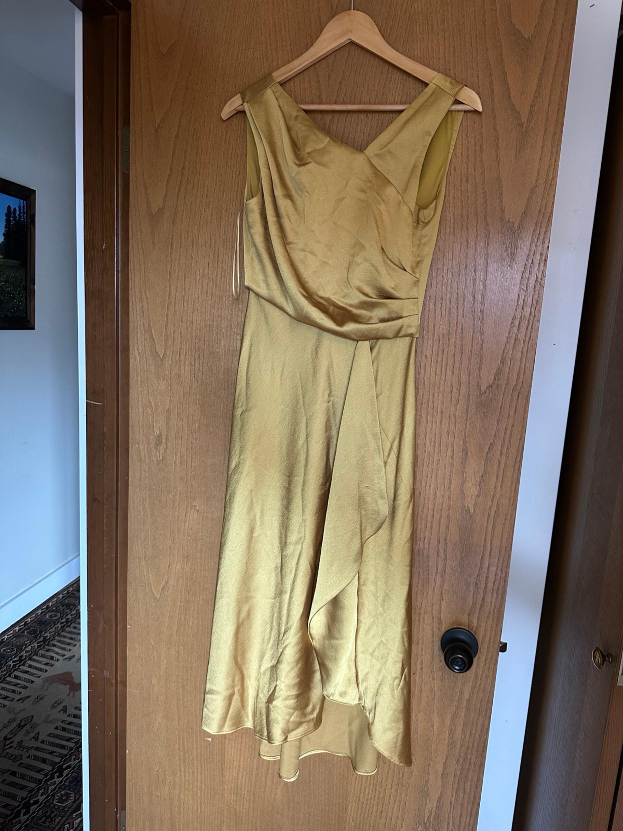 Taylor Women's Solid Satin Crepe Cocktail Midi Dress 2055M Gold Yellow - Taylor Dresses
