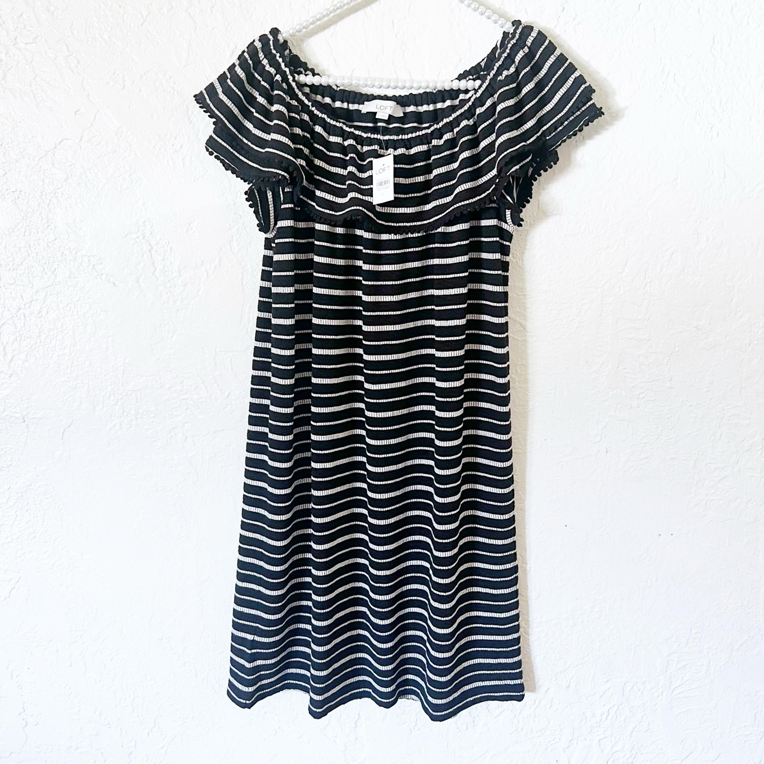 NWT LOFT Stripe Off Shoulder Dress